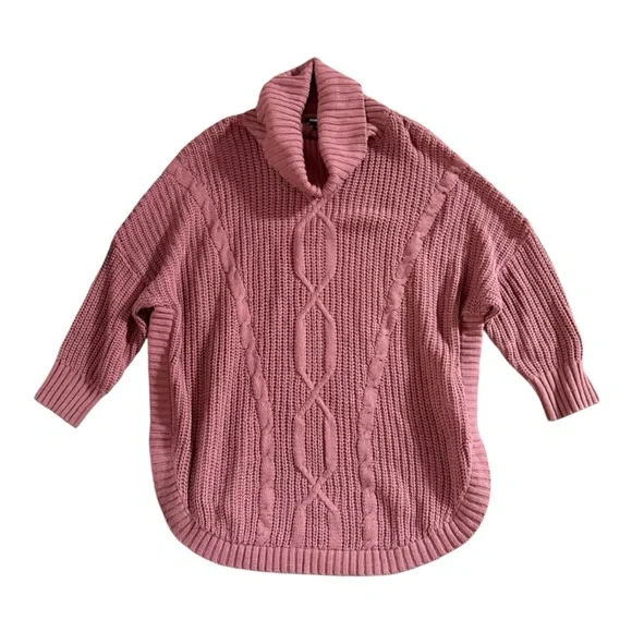 Express Women's NWT Mauve Cowl Neck Cable Knit Sweater Size XL Dolman 3/4 Sleeve - Picture 5 of 16